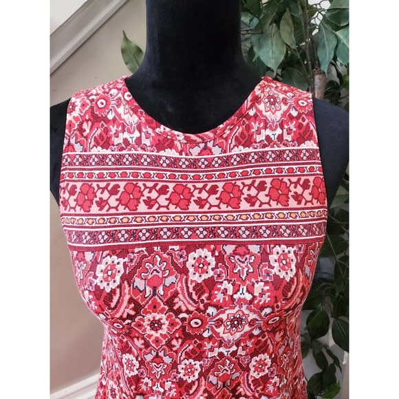 Loft Women's Multicolor Rayon Round Neck Sleeveless Knee Length Dress Size XS - Picture 3 of 11